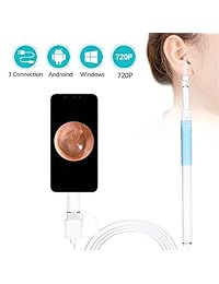 Oreja Endoscopio, 3 en 1 Oreja Otoscopio Cámara de Inspección, Oreja Herramienta de Limpieza con 6 Luces LED Ajustables para Micro USB Tipo C USB PC