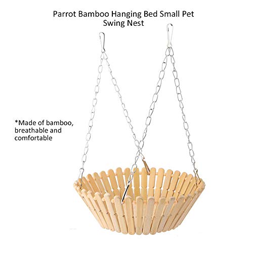 Hamster Hammock Toy, Parrot Cool Summer Bamboo Swing Cage Accessories Pet Birds Hanging Bed Small Animal Swing Nest Parakeet Squirrel Galesaur Swing Toys