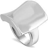 Jude Jewelers 18K Gold Plated Stainless Steel Curved Shape Chunky Style Cocktail Party Wedding Statement Ring