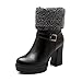 BeanFashion Women's Zipper Low-Top Soft Material High-Heels Closed Toe Solid Boots