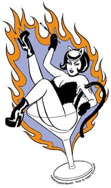 Charm School Art - Martini Kitty Retro Pinup Girl - Sticker / Decal