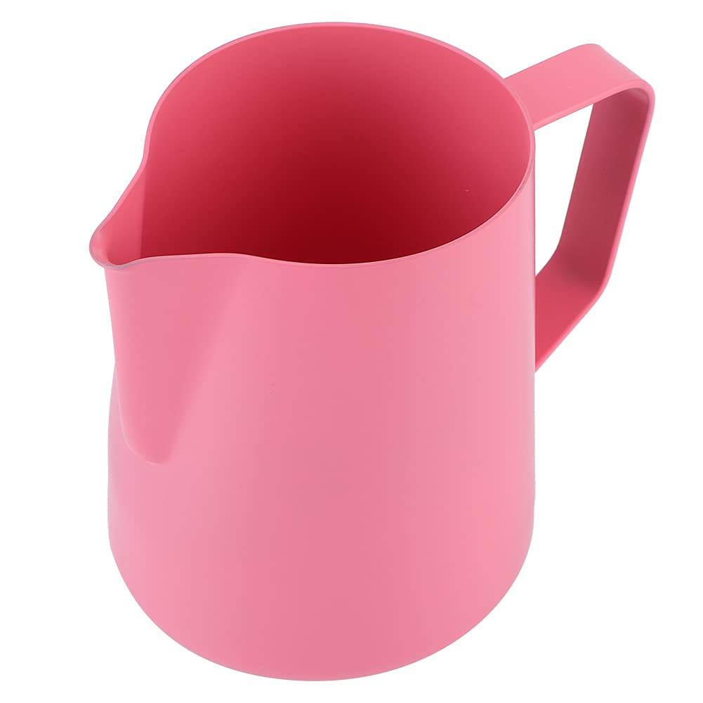Barista Steam Pitcher 600ml Stainless Steel Milk Frothing Pitcher Jug, Espresso Steaming Pitcher, Coffee Accessory for Espresso Latte Art(Pink)