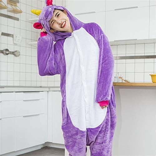 XIAOYUTOU Adults Animal Pajamas Sets Sleepwear Zipper Women Men Winter Unisex unicornio Stitch Cartoon Unicorn Pajamas (Color : Purple Pegasus, Size : XL)
