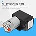 Vacuum Pump, DC 24V 12W Mini Vacuum Pump Water Air Gas Vacuum Pump 80KPa Flow 10L/min Oilless Vacuum Pump, Mini Air Pump Motor
