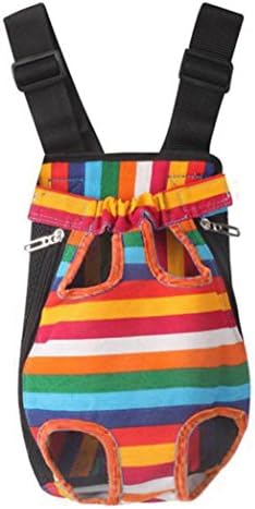 Leoy88 Rainbow Striped Dog Cat Pet Puppy Carrier Backpack (L(4-7kg))