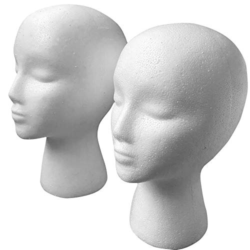 Potelin Premium Quality Styrofoam Foam Female Mannequin Head Model Wigs Glasses Cap Display Holder Accessories