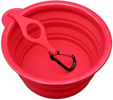 Northern Outback SALE SUPERSIZE Travel Pet Bowl 5 CUP with BONUS Clip and Carabiner, XL for Medium to Large Dogs or Cats. Silicone Travel Dog Bowl 40oz 7" Diameter (Red) BEST Collapsible