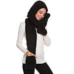 Chigant Womens Soft Thick Warm Fleece Long Hooded Scarf with Gloves for Chrismas Gift Chigant Womens Soft Thick Warm Fleece Long Hooded Scarf with Gloves for Chrismas Gift