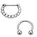 BodyJ4You Septum Clicker and Horseshoe Circular Barbell Stainless Steel 16G (1.2mm) 2PC