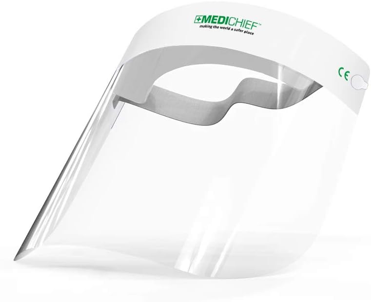 Medichief Face Shield Pack 10 | Full Face Protective Visor Anti-Fog CE Approved