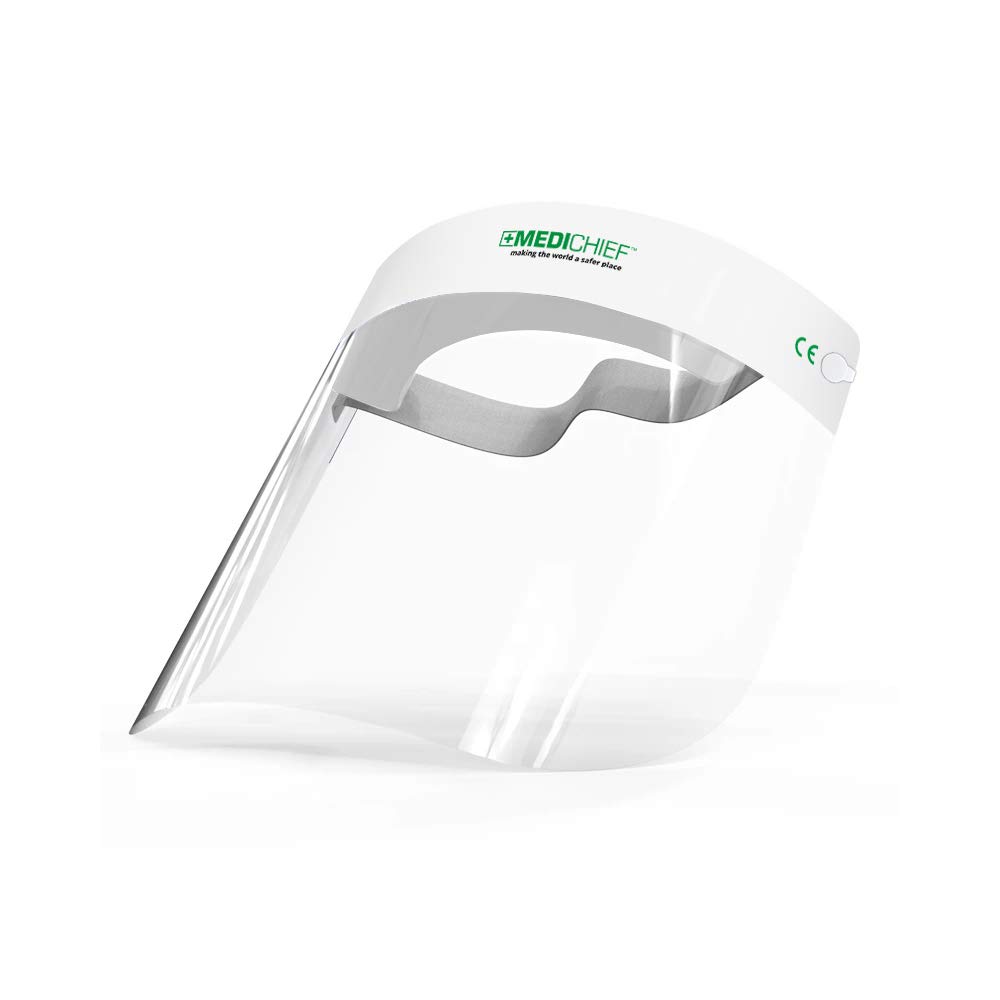 Medichief Premium Face Shield (Pack of 10) | Full Face Protective Visor | Transparent With Anti-Fog Protection | CE Approved UK Safety Shield