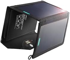 AUKEY 20W Solar Charger with Dual USB Port and AiPower Adaptive Charging Technology for iPhone 6S Plus, iPad Air / mini, Samsung Galaxy S7 Edge and more
