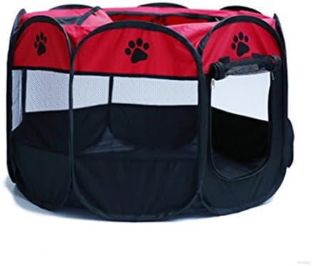 MESASA Portable Foldable Pet Playpen, Indoor/Outdoor, Dog/Cat/Puppy Exercise pen Kennel, Removable Mesh Shade Cover, dog pop up silhouettes pet pen (L, #4)