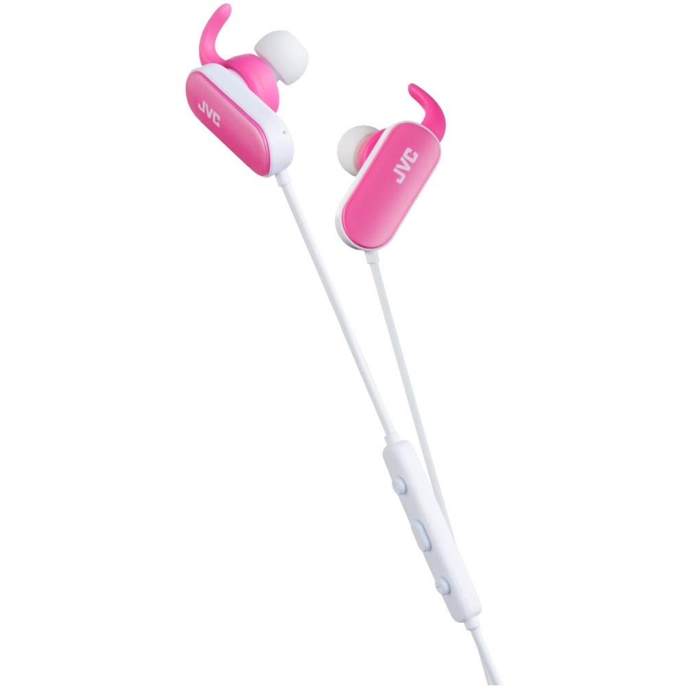 JVC Wireless Headphones Sweat Proof Sports In-Ear Bluetooth Earphones with Built-In Mic and Remote - Pink
