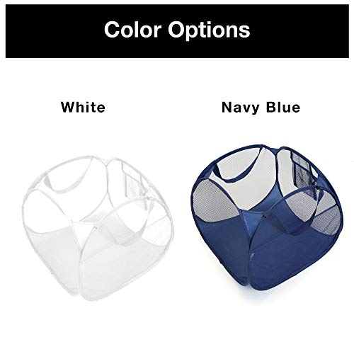 Smart Design Deluxe Mesh Pop Up Square Laundry Hamper w/ Side Pockets & Handles - Durable Fabric Collapsible Design - for Clothes & Laundry - Home - (Holds 2 Loads) (17 x 14 Inch) [White] - Thumbnail 5