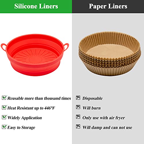 Air Fryer Silicone Liner, 8.5 inch Large Round Silicone Liner for Air