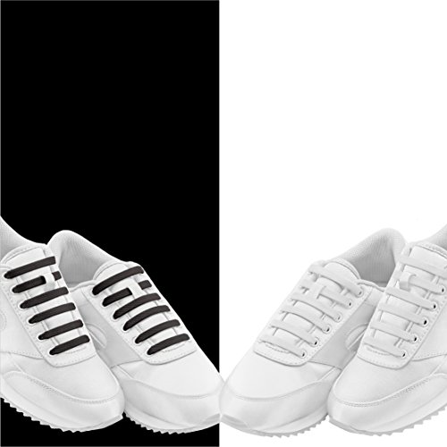 Diagonal One No Tie Shoelaces â€“ 2 Pack. Slip On Tieless Elastic Silicone Shoe Laces for Kids, Adults & Seniors. Best for Sneakers and Casual Footwear
