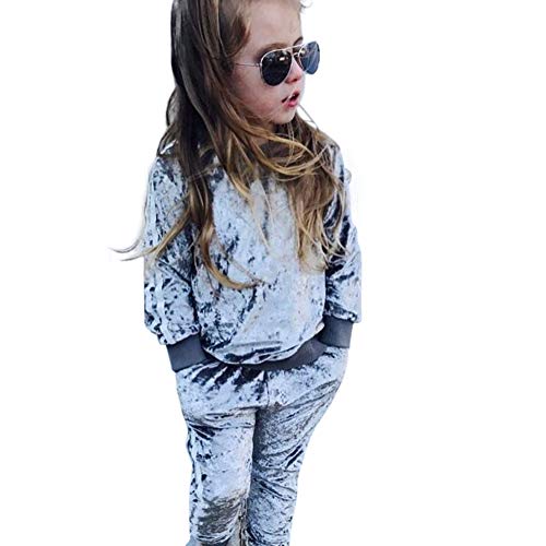 chinatera Little Girls Velvet Blouse Tops Pants Outfits Set Coral Fleece Fall Winter Clothes Tracksuit