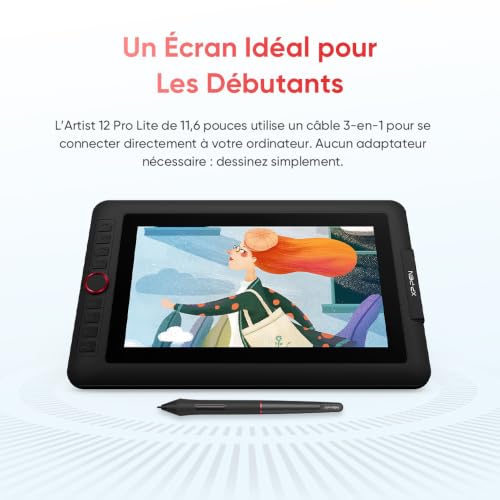 XPPen Artist 12 Pro Lite Graphic Tablet 11.6 Inch Screen 8192 Levels | Anti-Parallax Laminated Screen | 72% NTSC Colors | 8192 Level Stylus | Customizable Wheel | Compatible PC Mac Linux