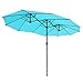 Le Papillon 15 ft Market Outdoor Umbrella Double-Sided Aluminum Table Patio Umbrella with Crank, Blue