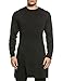 Coofandy Men's Long Sleeve Slim Fit Long Hem Pullover T-Shirt, Black, Small