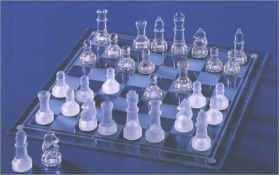 New Large Luxury Frosted/Polished Glass Chess Board Set by Safield