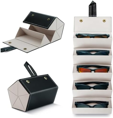 Foldable Tan Sunglasses Organizer by SANYA Buy FONSIE® Sunglass holder folding box 5 multiple slots Tan  main image 2