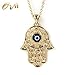Onairmall Filigree Charm Hamsa Hand of Fatima Blue Lucky/Evil Eye Protection Amulet Pendant Necklace
