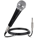 Pyle Professional Dynamic Vocal Microphone - Moving Coil Dynamic Cardioid Unidirectional Handheld Microphone with ON/OFF Switch Includes 15ft XLR Audio Cable to 1/4'' Audio Connection - PDMIC59