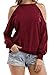 Sarin Mathews Womens Halter Neck Top Cut Out Shoulder Blouse Sweatshirts Burgundy S