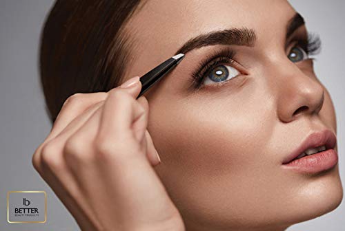 image for Professional Grade Stainless Steel Slant Tip Tweezers by Better Beauty