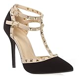 Womens 27-ADORA64 Pointy Toe T Strap High Heel Stiletto Pump Shoes