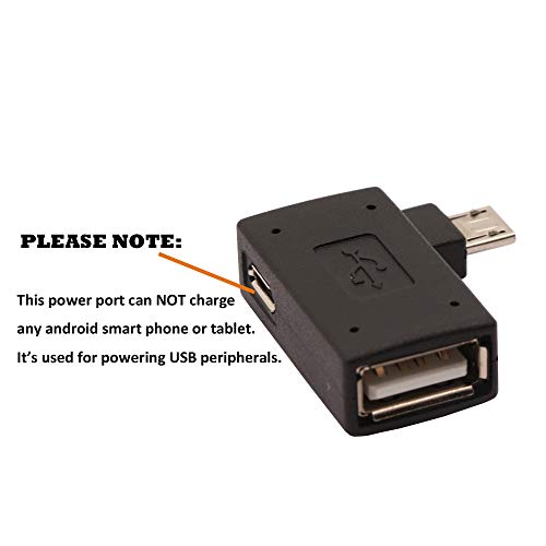 AuviPal 2-in-1 Powered Micro USB OTG Adapter 90 Degree Right Angled with Micro USB Power Charging Port for Streaming TV Stick, S/NES Classic Mini, Sega Genesis, Android Phone or Tablet - 2 Pack
