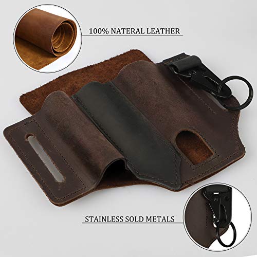 Aktualisiert Leather Sheath Organizer mit Schlüsselhalter + Kugelschreiberclip + Taschenlampenscheide, Multitool 3 EDC… – Bild 6