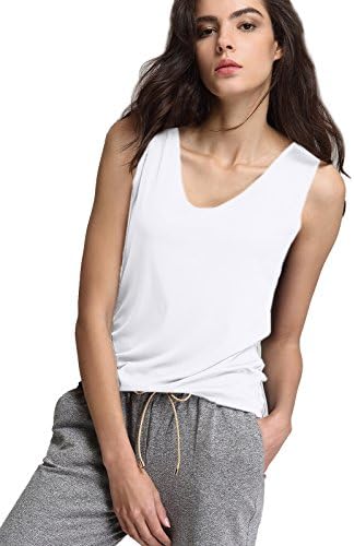Escalier Women's Tank Top Stretch Basic Solid V Neck Sleeveless Shirts