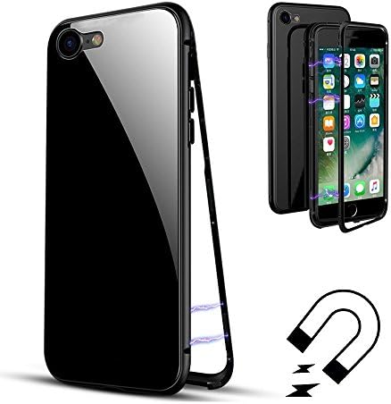 Laxus iPhone X Case, Full Body Slim Fit Ultra-Thin Case Lightweight, [Magnetic Flip Cover ] [Metal Frame] [Clear Tempered Glass Back] [Support Wireless Charging] for iPhone X