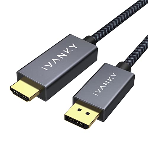 IVANKY DisplayPort to HDMI Cable, Uni-Directional 4k@30Hz DP to HDMI Cable, DisplayPort to HDMI Adapter with Durable Shell, DP to HDMI Cord for HDTV, Monitor, AMD, NVIDIA, Lenovo, HP, etc, 15ft
