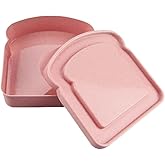 SelHeng Pink Sandwich Containers, Toast Shape Plastic Sandwich Box Food Storage Case with Lid, Sandwich Keeper Bread Container for Fruits, Snacks Family (5.12 * 4.84 * 1.46in)