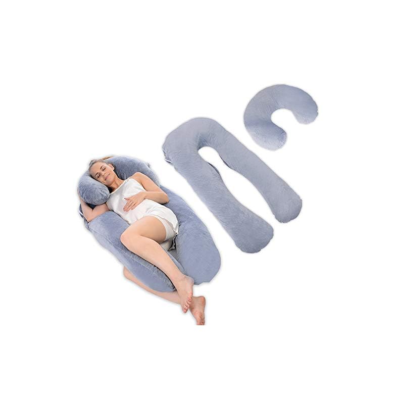 MANDZIXIN Pregnancy Pillow, Maternity Body Pillow with Velvet Separate Support Pillow and Removable Cover,Side Sleeping…