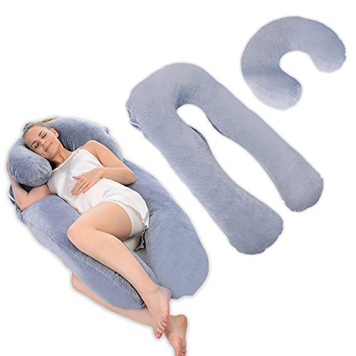 MANDZIXIN Pregnancy Pillow, Maternity Body Pillow with Velvet Separate Support Pillow and Removable Cover,Side Sleeping…