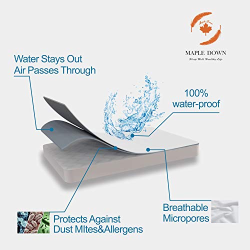 Maple Down Mattress Protector, Full Size, 100% Waterproof Mattress Cover Bedcover, Breathable & Noiseless Cotton Terry Fabric, Vinyl-Free