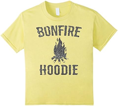 Kids Bonfire Hoodie T Shirt - Happy Camping Day 12 Lemon