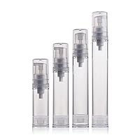 erioctry 6PCS 5ml/10ml/12ml/15ml Clear Empty Travel Portable Refillable Plastic Airless Vacuum Pump Bottle Vial Press Container for Essence Cleanser Emulsion (15ml/ 0.5oz)