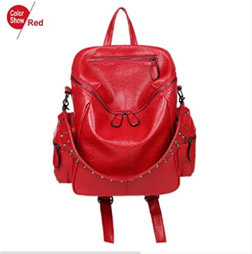 Leather Backpack Women Teenage Girls Bag PU Rivet Two Zippers Pocket Vintage Mochila Feminina Sac A Dos Bagpack
