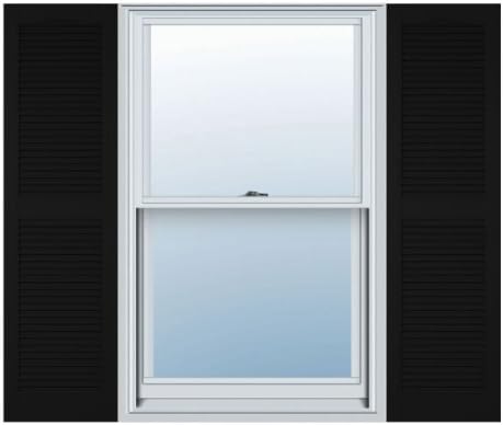 14 1/2"W x 43"H Standard Size Cathedral Open Louver Shutter, w/Installation Shutter-Lok's, 002 - Black