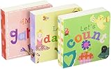 C.R. Gibson Garden, Dancing, and Counting Chunky Board Books for Baby Girls, 9 x 3 x 0.8 inches, 3 pieces