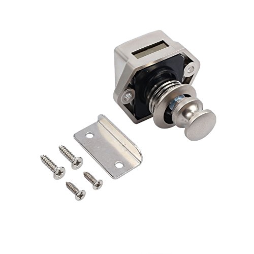 CAMWAY Push Button Drawer Cupboard Door Catch Lock Latch Knob Ideal for Caravan, Motorhome, Cabinet, Boat, Yachts, Cars, Ambulances, Furniture, Doors Lock Press - 15-27MM Thickness Doors/Draws