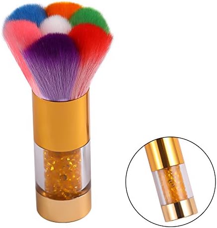 PINPAI Colorful Nail Art Dust Remover Powder Brush Cleaner for Acrylic & UV Nail Gel, Soft Makeup Powder Blush Brushe 1 Pieces (Gold)
