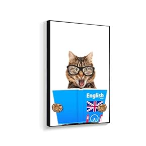 Framed Canvas Wall Art for Living Room, Bedroom Humorous Cat Canvas Prints for Home Decoration Ready to Hanging - 16x24 inches