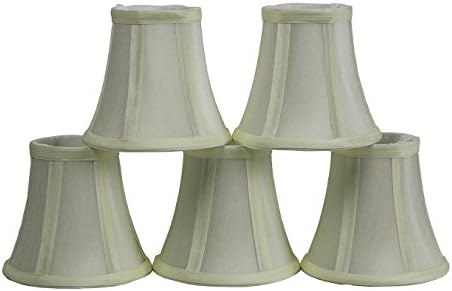 Set of 5 Eggshell Chandelier Shade, 5-inch Bottom Diameter, 4.5-inch Height, Faux Silk, Bell Shape, Clip on